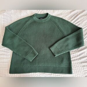 Men’s Abercrombie & Fitch Oversized Waffle Crew Sweater - Medium Dark Forest